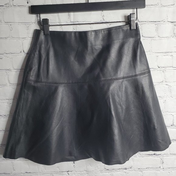 Vince Lamb Leather Mini Skirt